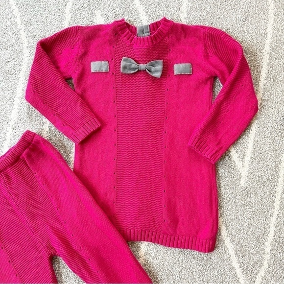 Petimini Hot Pink Knit Tunic Sweater Set 18 months - Picture 2 of 6